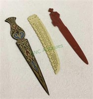 Lot of three letter openers includes a gold