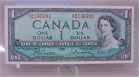 1954 Canadian $ 1.00 Note Near Mint