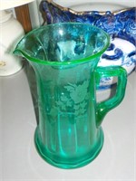 Etched green 9" pitcher FOYER