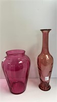 (2) large glass vases