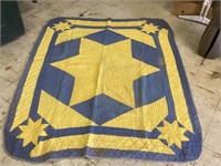 Vintage Blue and Yellow Quilt,81”by 68”