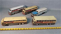 5- Vintage Tin Friction Buses
