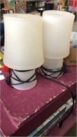 2 frosted plastic lamps approx 10 tall