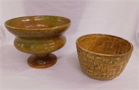 1960's McCoy Pottery basket weave bowl, 6.5" diam.