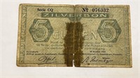 1944 Netherland Gulden Banknote
