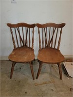 Pair of Vintage Wooden Windsor Back Chairs