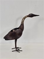 METAL GOOSE WITH SPRING NECK CANDLE HOLDER