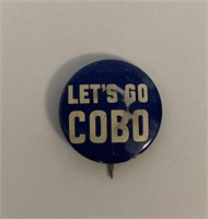 Let's go Cobo vintage campaign pin