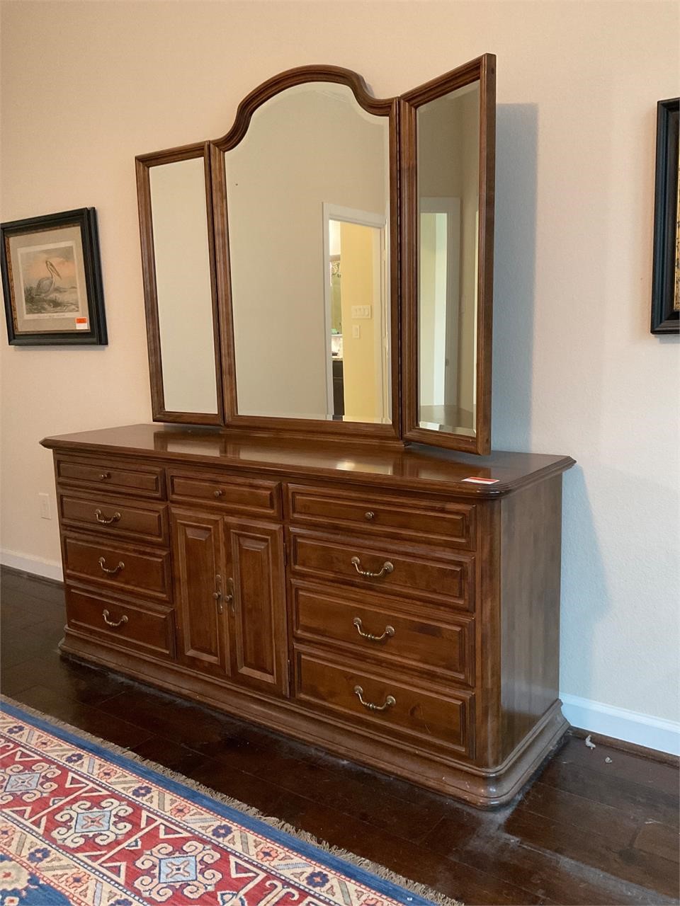 Ethan Allen Maple Wooden Dresser w/Mirror