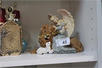 ANGEL WITH LION AND LAMB FIGURINE