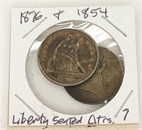 1854 & 1876 Liberty Seated Quarters