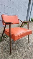 Mid Century Orange vinyl Metal & Wood Accent