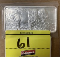 10 OUNCE, .999, PURE SILVER BAR, FT. BUFFALO