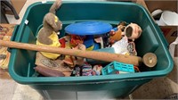 Tub lot of vintage toys including a Fisher-Price