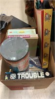 Box lot of children’s games including Trouble,