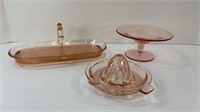 PINK DEPRESSION GLASSWARE: CONDIMENT TRAY