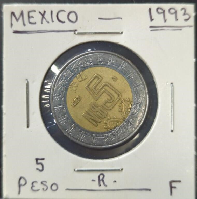 1993 Mexico 5. Peso bi-metal coin