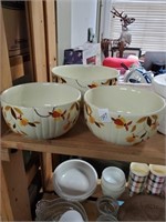 3 hall autum leaf mixing bowls