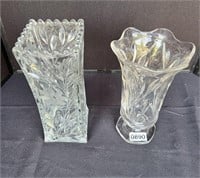 Glass, crystal?, vases.
