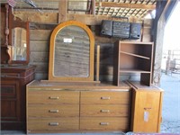 Dresser w/Mirror, Cabinet & Small Shelf