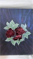« Roses », technique mixte sur toile, signée Lise