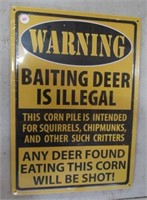 Warning Baiting Deer is Illegal Sign. Measures