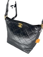 CC Black Quilted Leather Turnlock Closure Tote