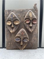 African Wood 3 Faces Carving