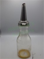 Vintage Glass Oil Bottle with Metal Spout