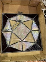 Purple & Iridescent Stained Glass Piece w/ Chain