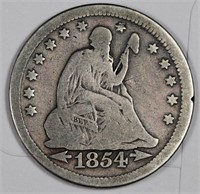 1854 Liberty Seated Rotated Die Quarter