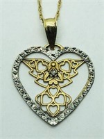 10K TWO-TONED HEART SHAPED NECKLACE