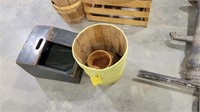 Ice Pail, Wood Bucket, Shoe Shine Stand