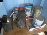 misc metal, oil, antifreeze tins, some antique