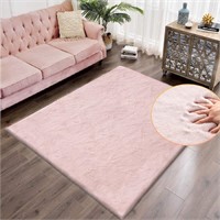 Pink Washable Fluffy Rug 5x8 Area Rugs for