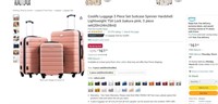 B6187  Luggage 3 Piece Set, 20,24,28" pink