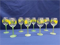 Hand Painted Wine Glasses - Set of 8