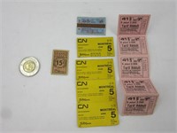 Anciens coupons du CN et transport Montréal