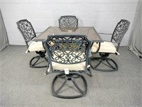 Metal Framed Glass Top Patio Tablew 4 Chairs