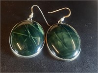 STERLING MASSIVE JASPER EARRINGS 30MM X 40MM