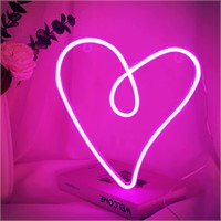 WENMER Pink Heart Neon Sign  LED Neon Heart Light