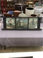 Antique Dish Display with Hunting Scenes Wall