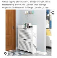 NEW 2 Tier Shoe Storage Cabinet, White