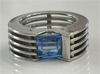 ZUPPINI FIRENZE BLUE TOPAZ STAINLESS STEEL RING