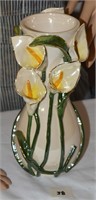 vtg Capodimonte Style Vase ~ Calla Lilies