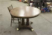 48"SOLID OAK TABLE WITH ONE CHAIR