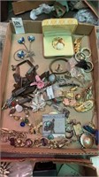 Tray Lot of Assorted Jewelry Brooches Pins