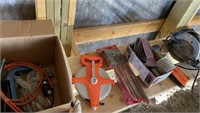 SKILL SAW, FILE SET, PRY BAR, BOX MISC TOOLS