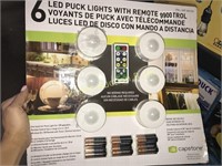 6 LED PUCK LIGHTS W REMOTE CONTROL