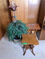 Faux plant and 2 side tables. Plant is 50" high